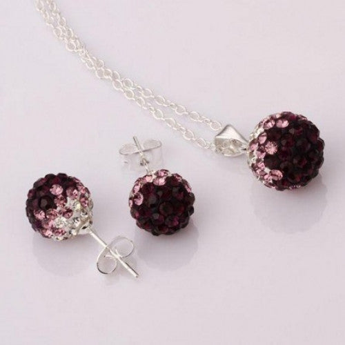 Crystal ball Pendant Necklace Earrings women Jewelry Set