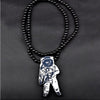 Hip Hop Wood Astronaut Men Necklace Pendant