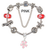 Pink Flower Pendant Charm Bracelet With Star Shape and Sea Horse Beads Bracelet